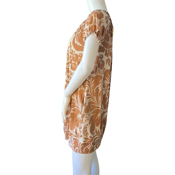 Diane von Furstenberg Brown and Tan print 100% Silk Dress Size 4 - Picture 6 of 9